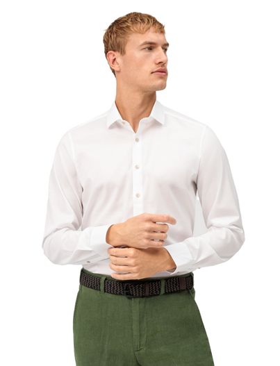 Olymp Olymp body fit katoenen business overhemd wit