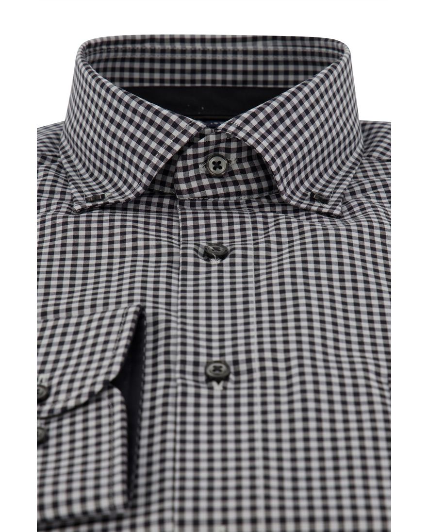 Casa Moda overhemd Comfort Fit zwart wit geruit