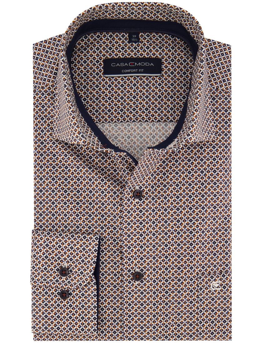 Casa Moda Comfort Fit overhemd wijde fit rood geprint