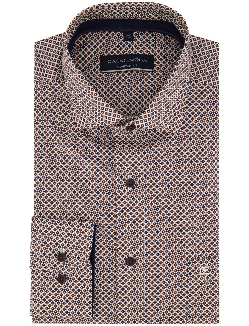 Casa Moda Comfort Fit overhemd wijde fit rood geprint