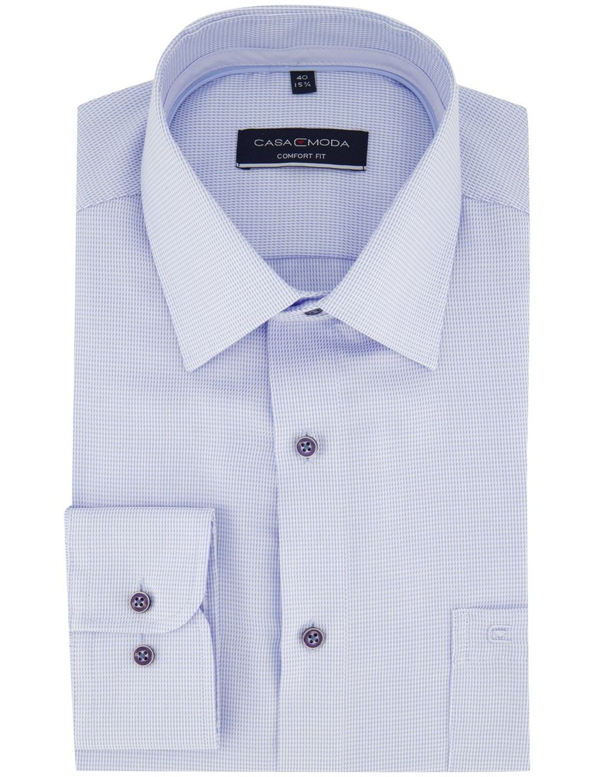 Casa Moda overhemd lichtblauw geprint strijkvrij