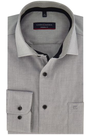 Casa Moda Overhemd Casa Moda business normale fit grijs effen