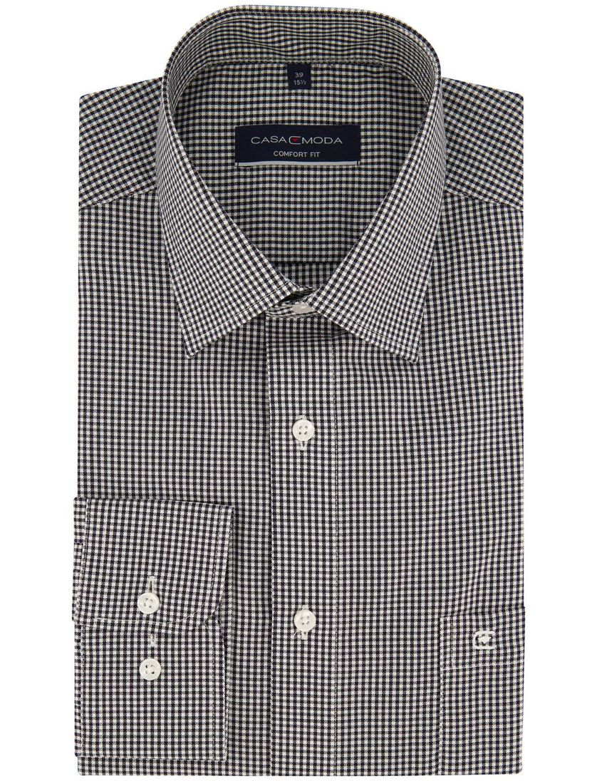 Zwart geruit Casa Moda overhemd normale fit