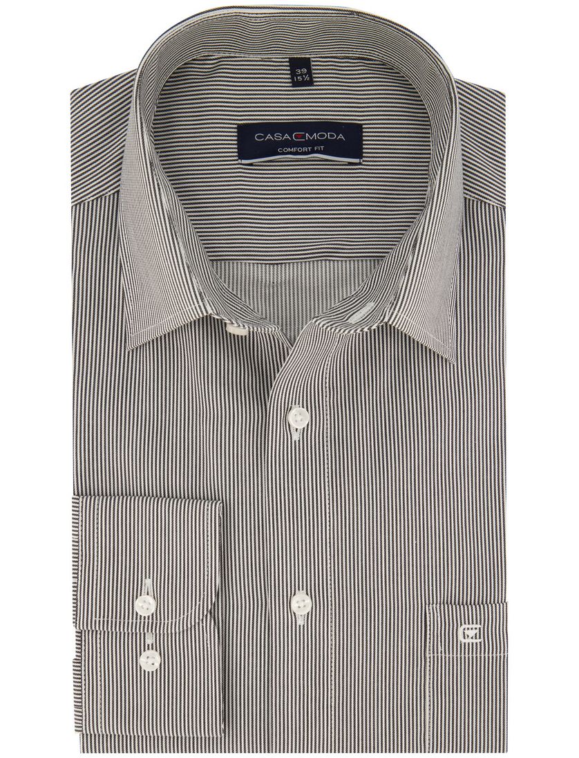 Casa Moda overhemd zwart gestreept