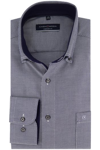 Casa Moda Comfort Fit Casa Moda overhemd donkerblauw geprint