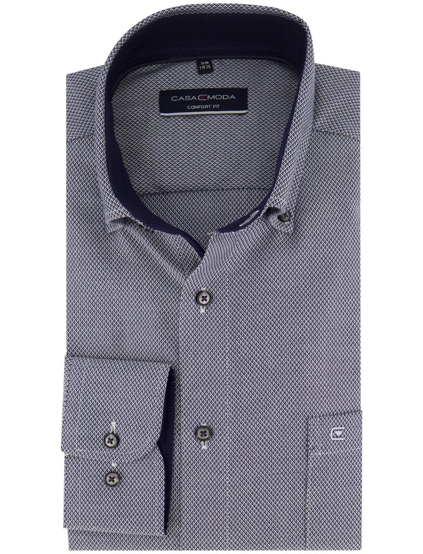 Comfort Fit Casa Moda overhemd donkerblauw geprint