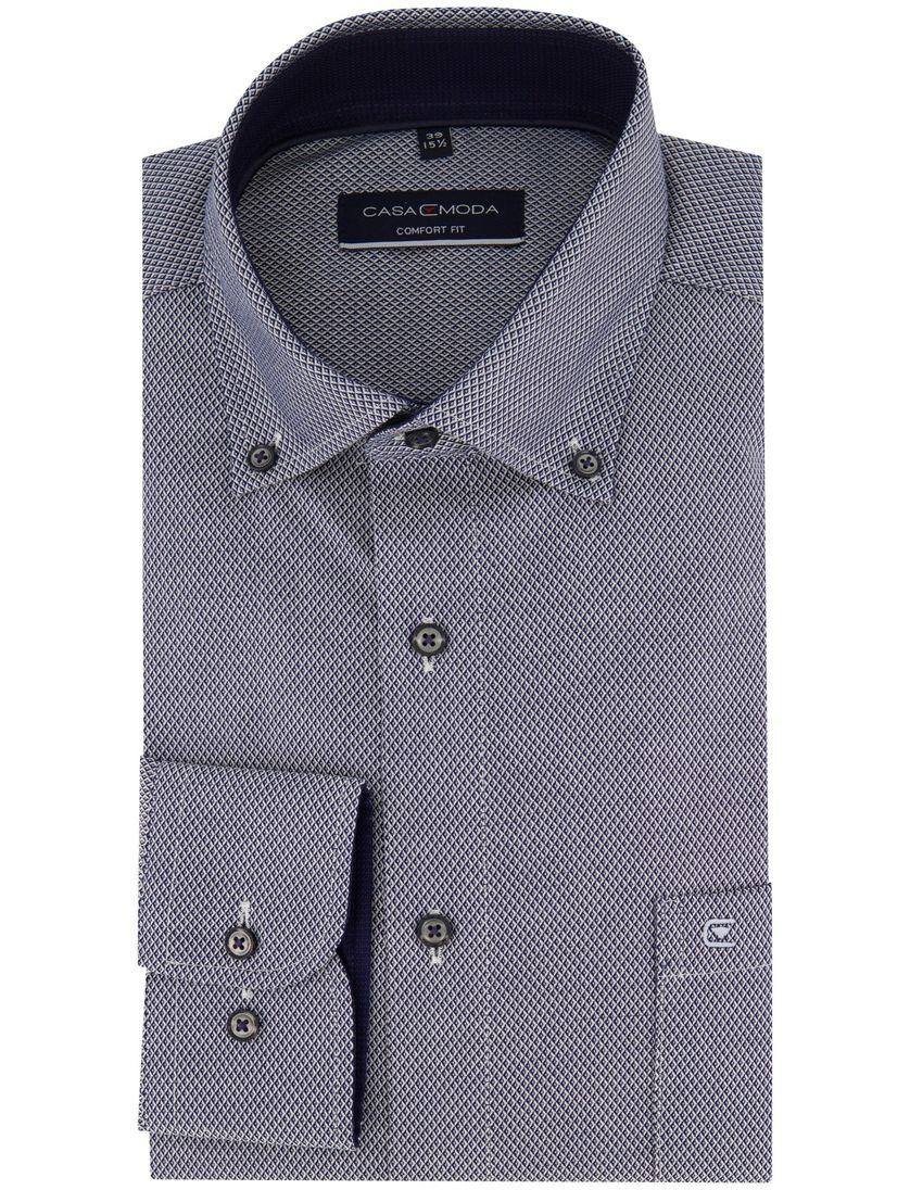 Comfort Fit Casa Moda overhemd donkerblauw geprint