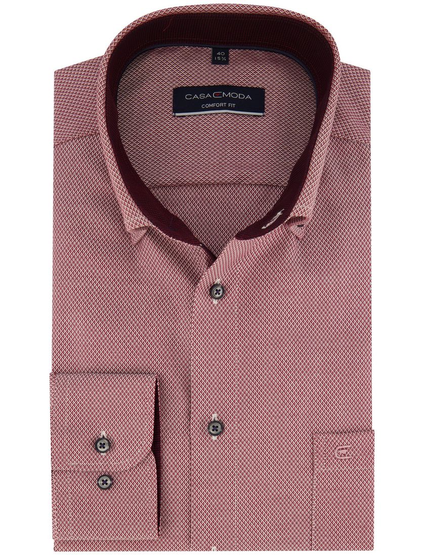 Overhemd Casa Moda Comfort Fit strijkvrij rood geprint