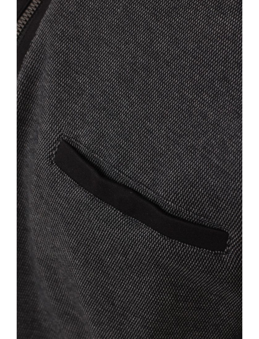 Katoenen Casa Moda trui grijs gemêleerd half zip