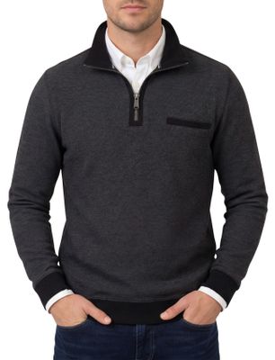 Casa Moda Katoenen Casa Moda trui grijs gemêleerd half zip