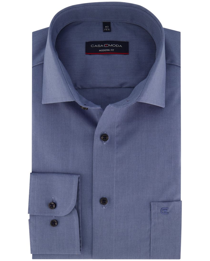 Casa Moda overhemd normale fit staalblauw effen