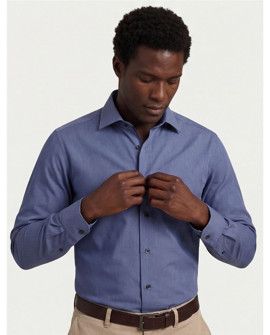 Casa Moda overhemd normale fit staalblauw effen