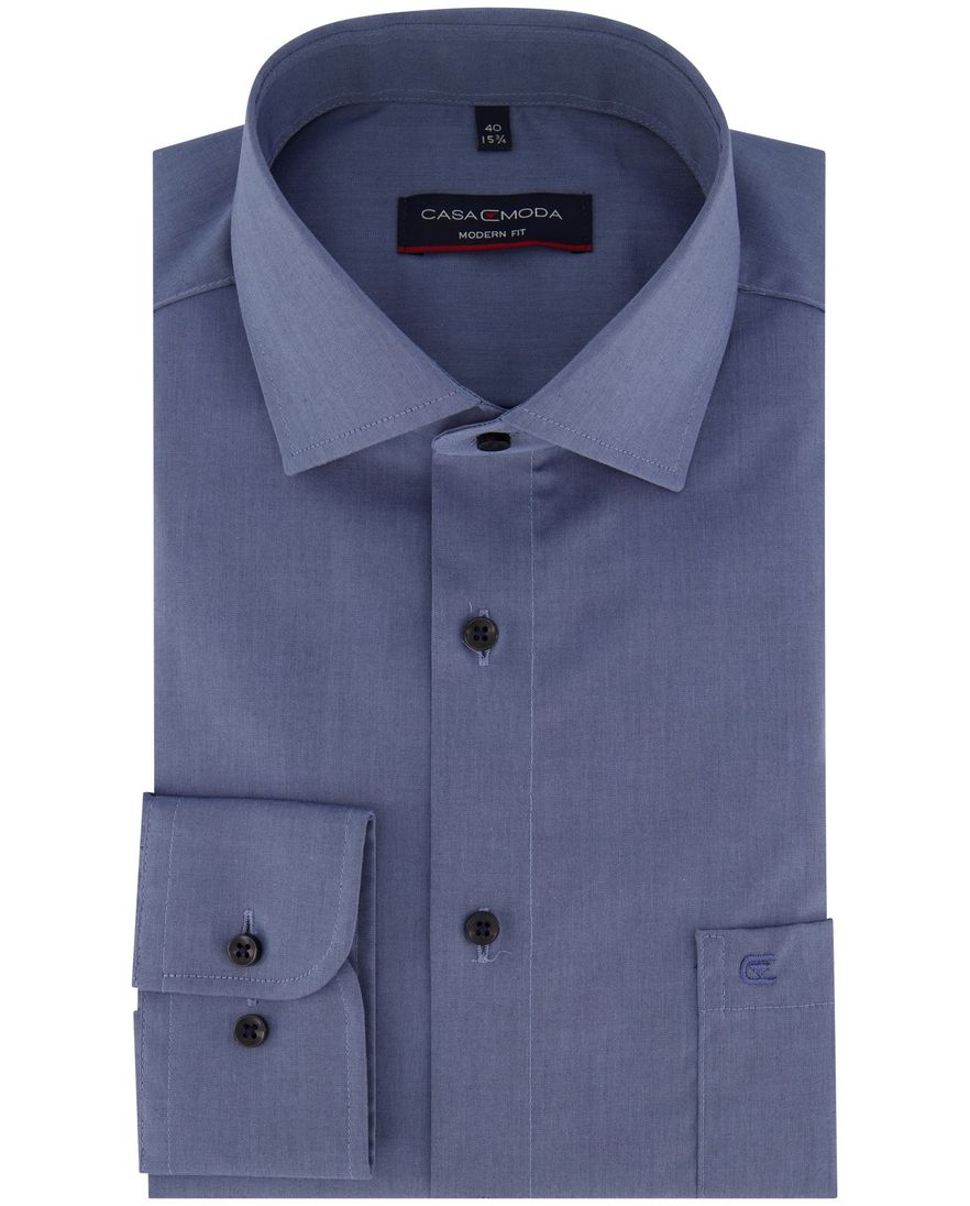 Casa Moda overhemd normale fit staalblauw effen
