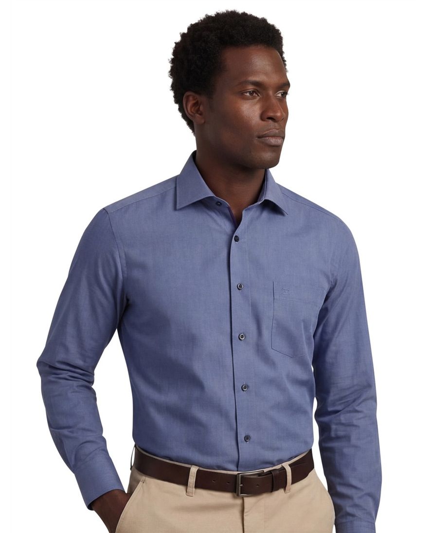 Casa Moda overhemd normale fit staalblauw effen