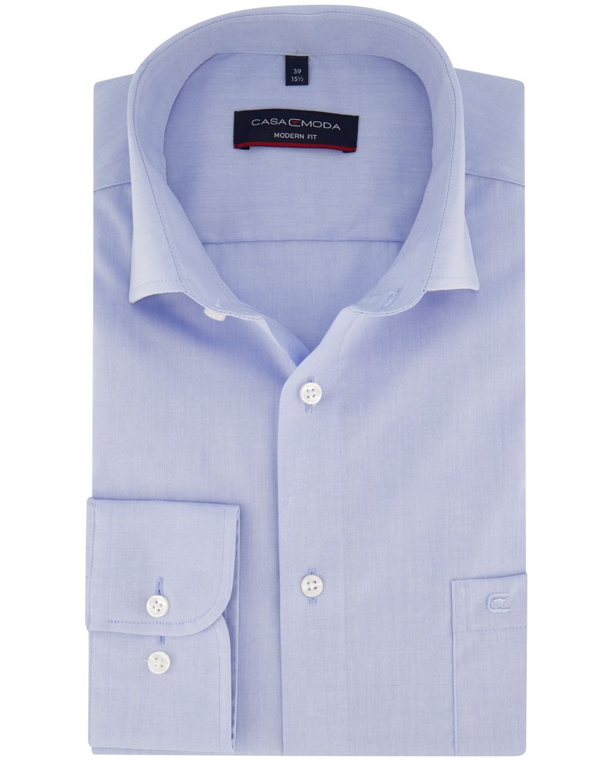 Casa Moda overhemd normale fit blauw met borstzak