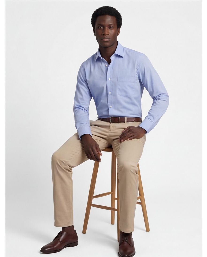 Casa Moda overhemd normale fit blauw met borstzak