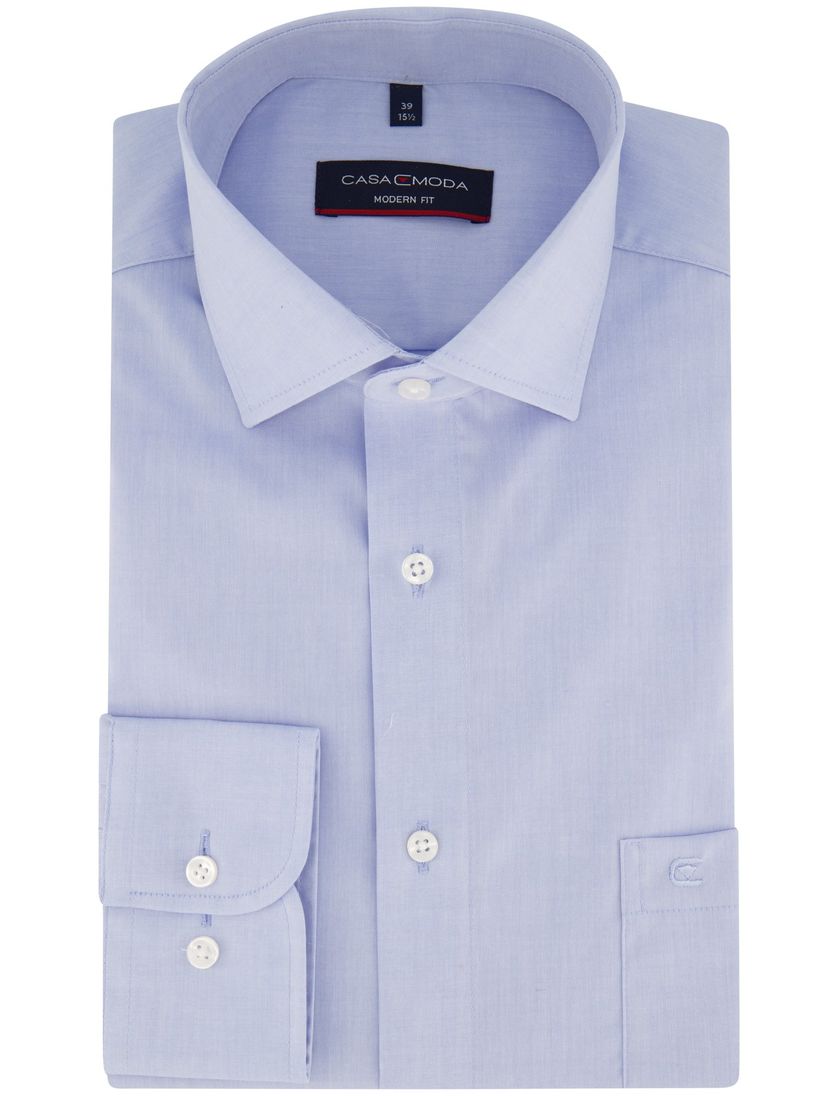 Blauw uni Casa Moda business overhemd normale fit