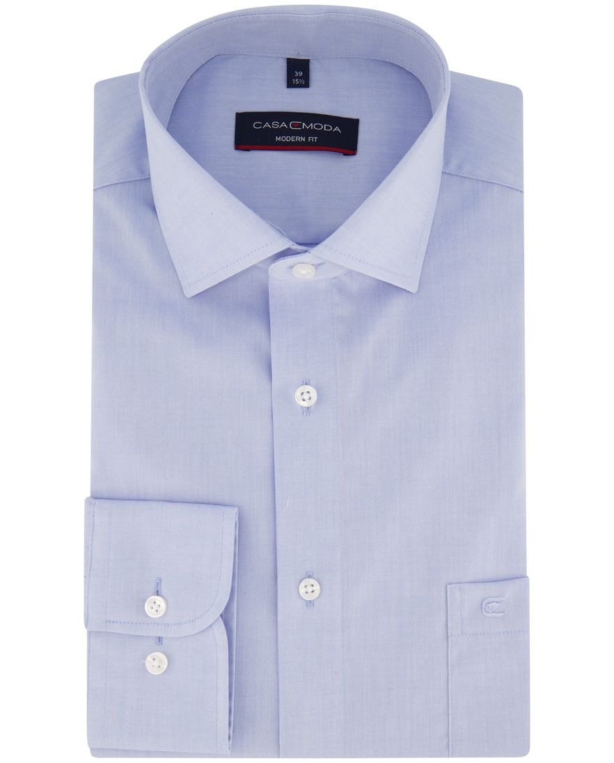 Casa Moda overhemd normale fit blauw met borstzak