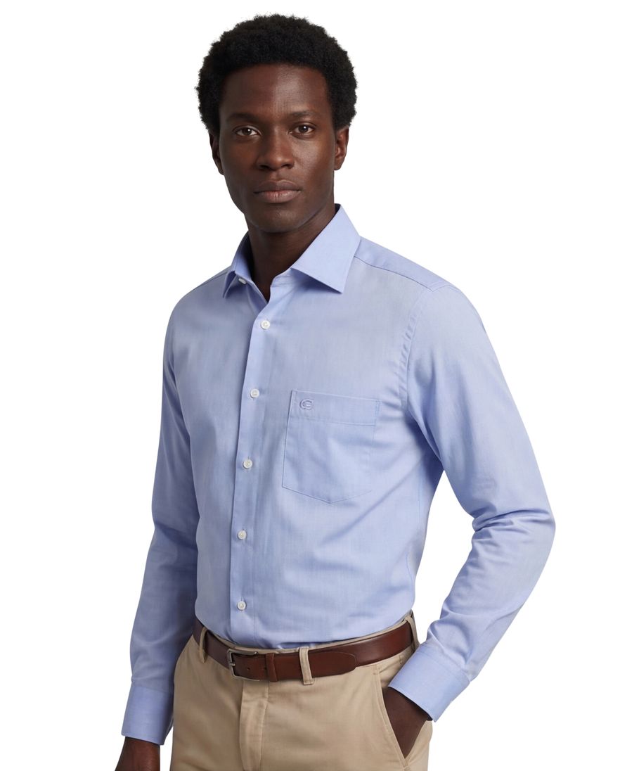 Casa Moda overhemd normale fit blauw met borstzak