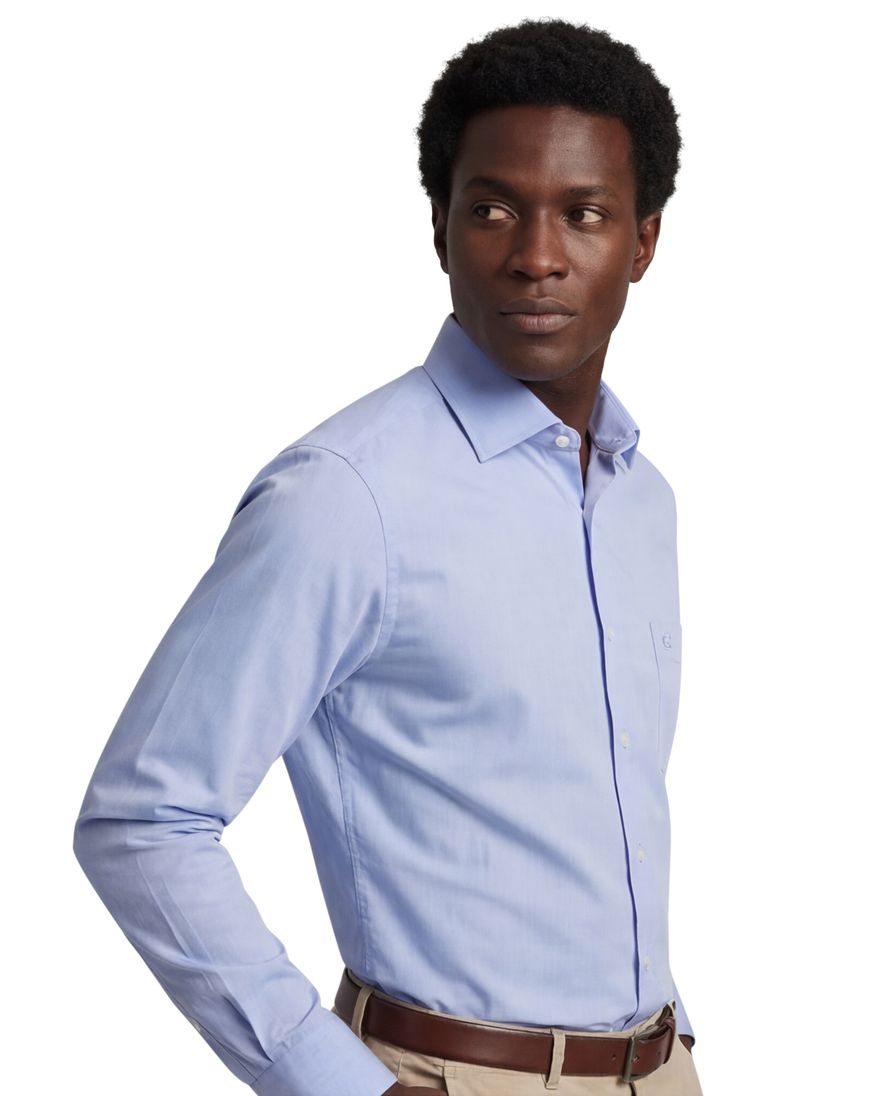 Casa Moda overhemd normale fit blauw met borstzak