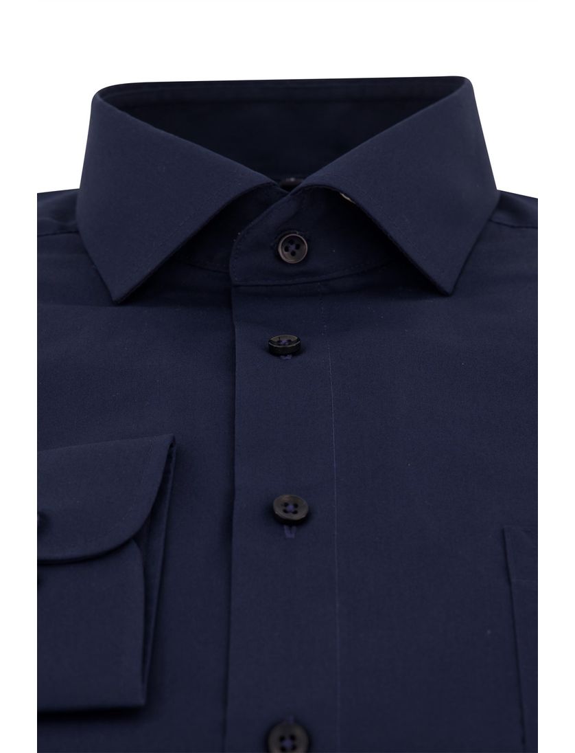 Casa Moda navy overhemd normale fit effen