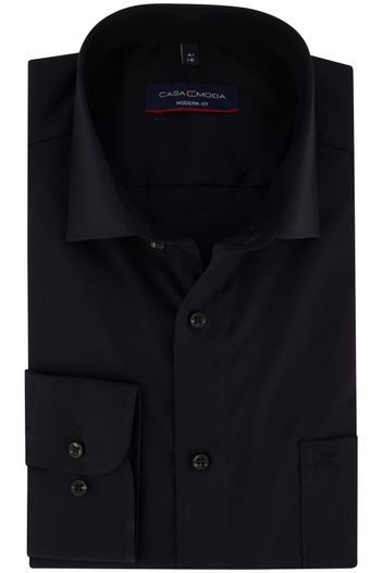 Casa Moda Casa Moda overhemd mouwlengte 7 normale fit zwart uni