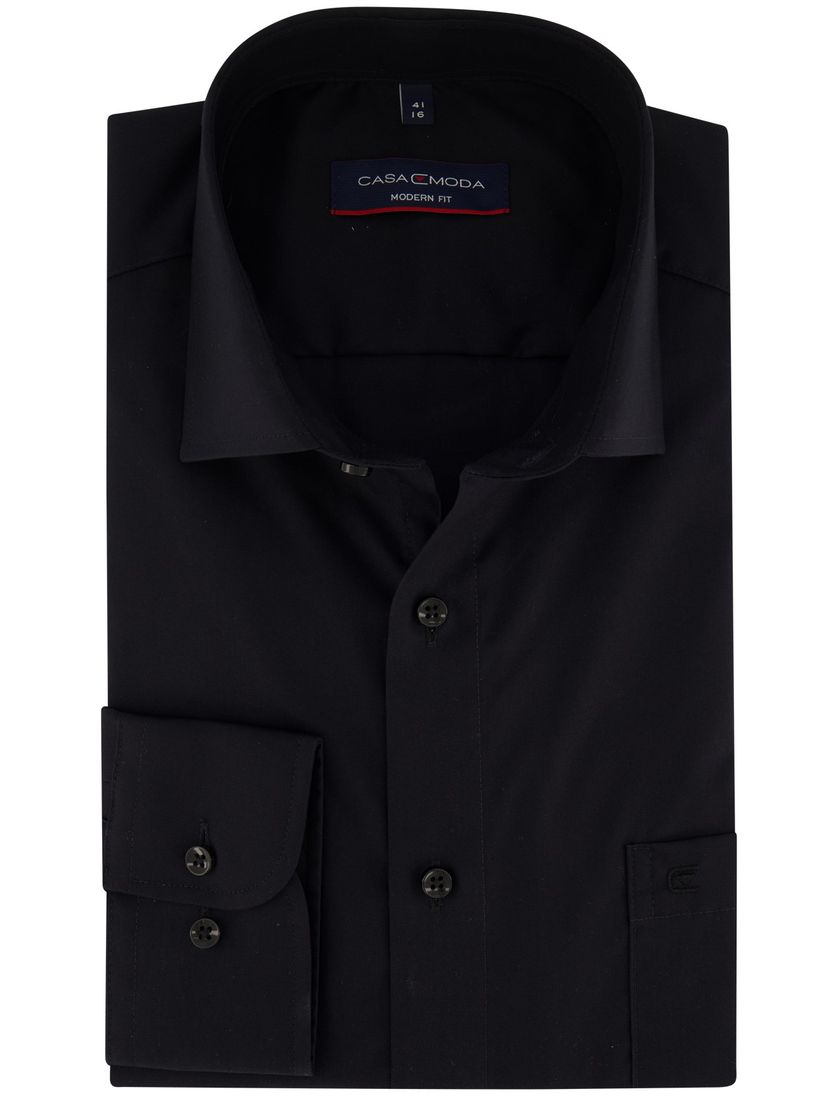 Casa Moda overhemd mouwlengte 7 normale fit zwart uni