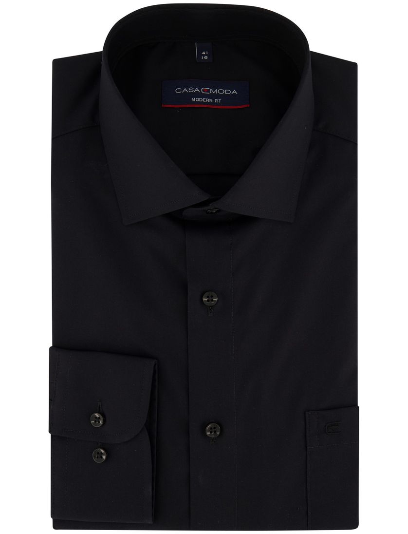 Casa Moda overhemd mouwlengte 7 normale fit zwart uni