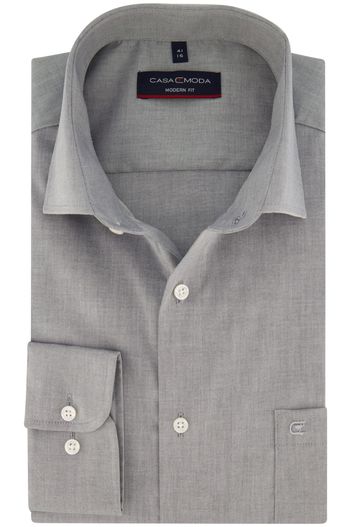 Casa Moda Casa Moda overhemd mouwlengte 7 grijs uni borstzak