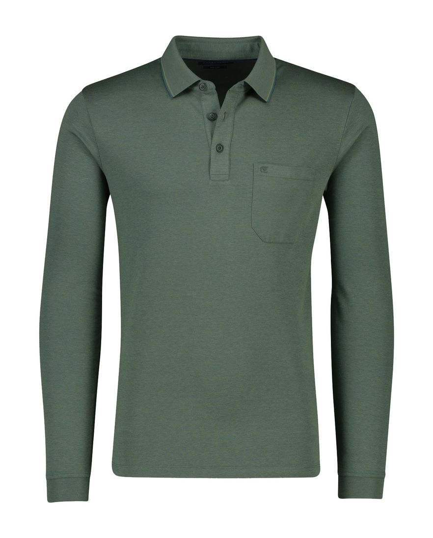 Wijde fit Casa Moda polo donkergroen katoen 3-knoops
