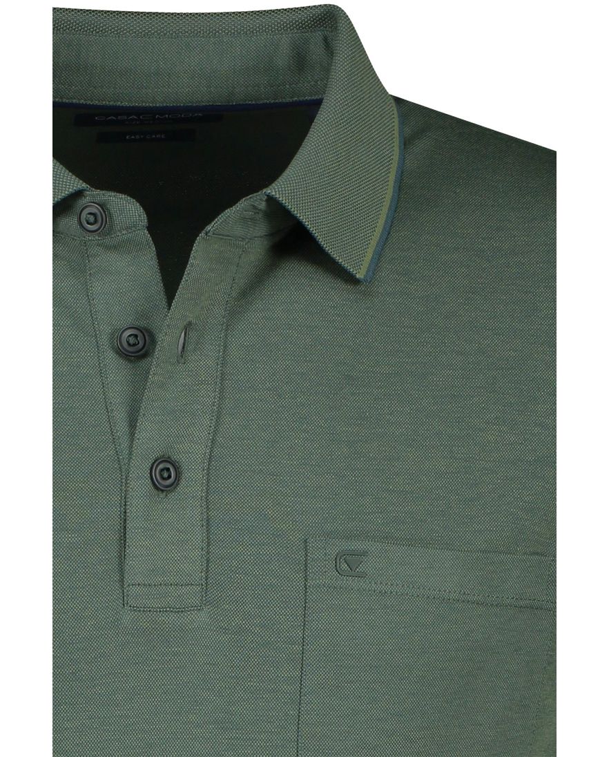 Wijde fit Casa Moda polo donkergroen katoen 3-knoops