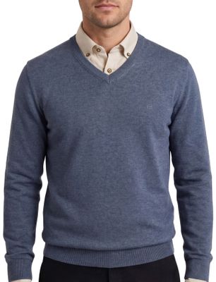 Casa Moda Casa Moda trui v-hals donkerblauw katoen wijde fit