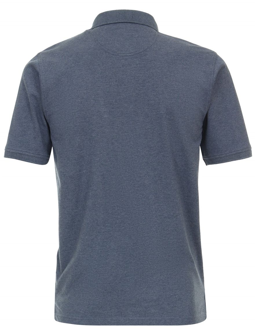 Casa Moda polo stretch effen donkerblauw katoen wijde fit