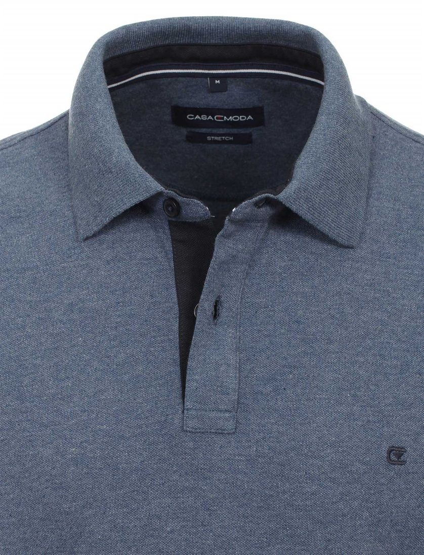 Katoenen Casa Moda polo wijde fit effen donkerblauw katoen