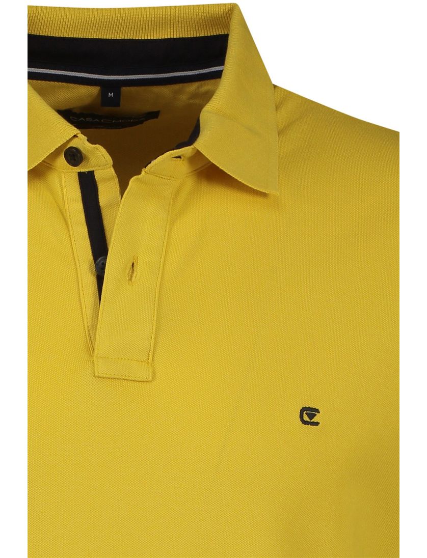 Casa Moda polo wijde fit geel met zwarte knopen