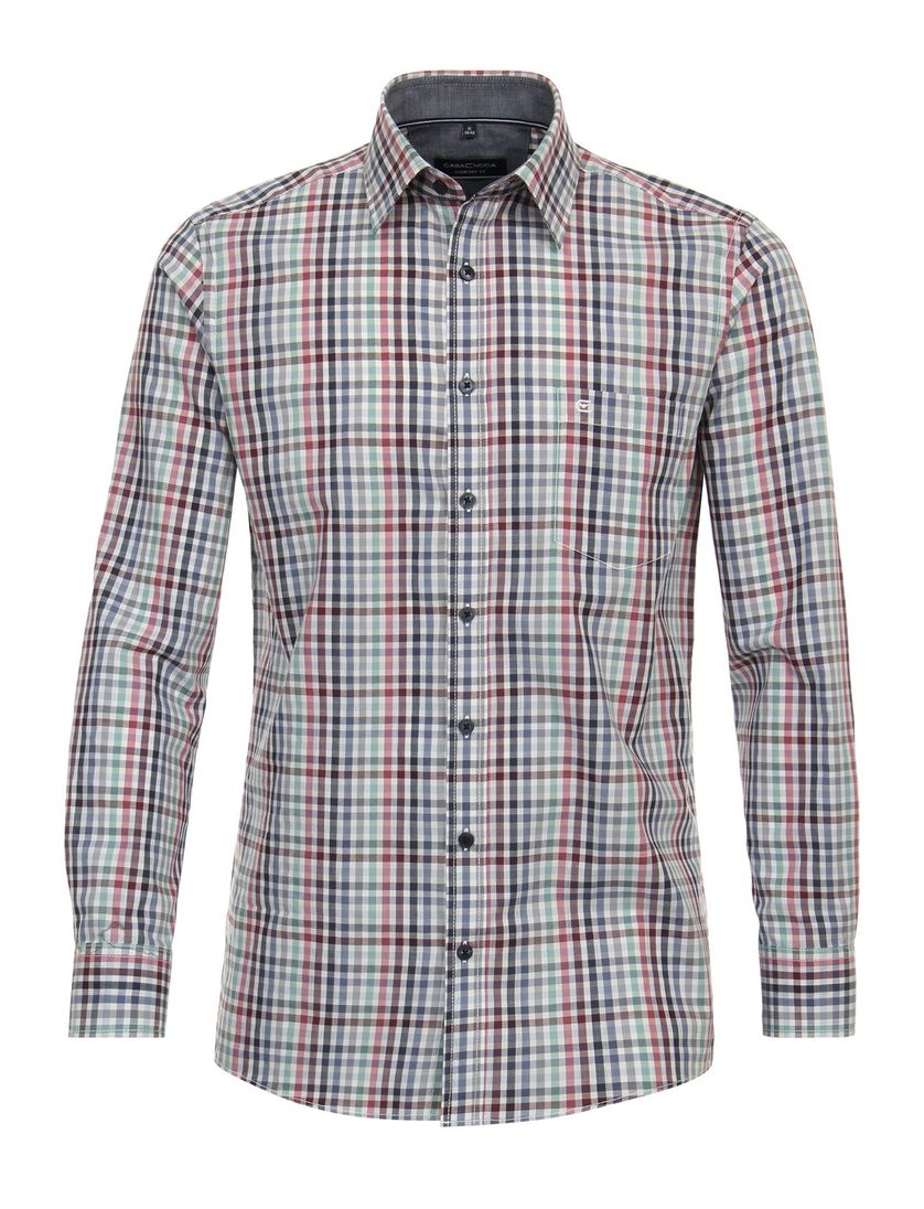 Casa Moda overhemd casual rood groen geruit