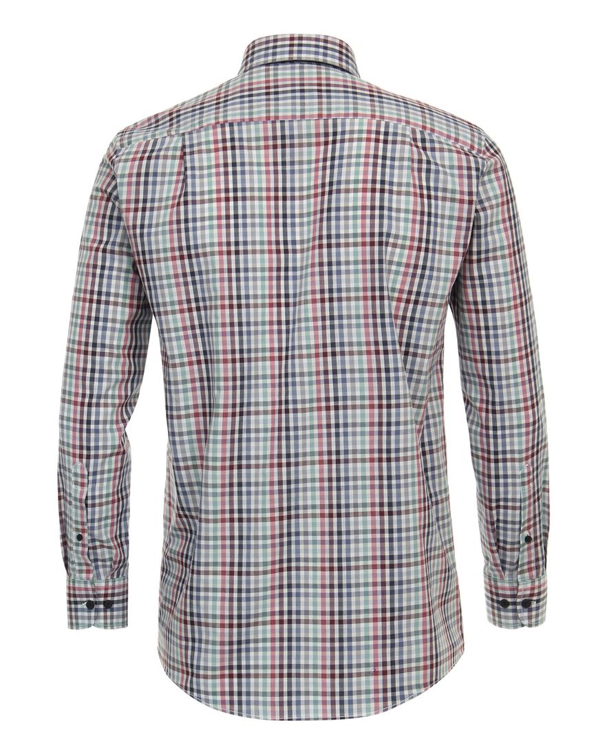 Casa Moda overhemd casual rood groen geruit comfort fit