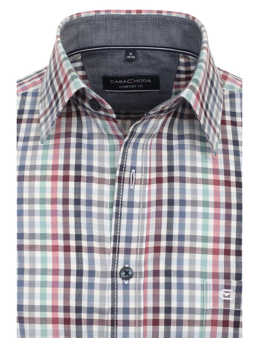 Casa Moda overhemd casual rood groen geruit