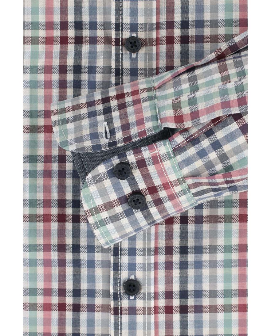 Casa Moda overhemd casual rood groen geruit comfort fit