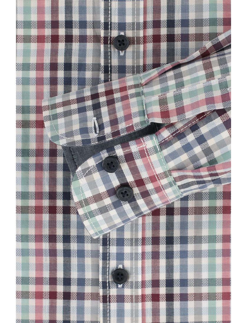 Casa Moda overhemd casual rood groen geruit