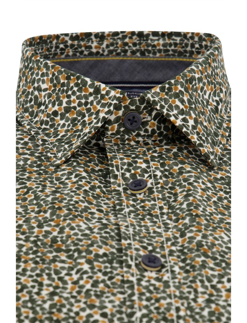 Casa Moda casual overhemd wijde fit groen geprint katoen semi-wide spread boord