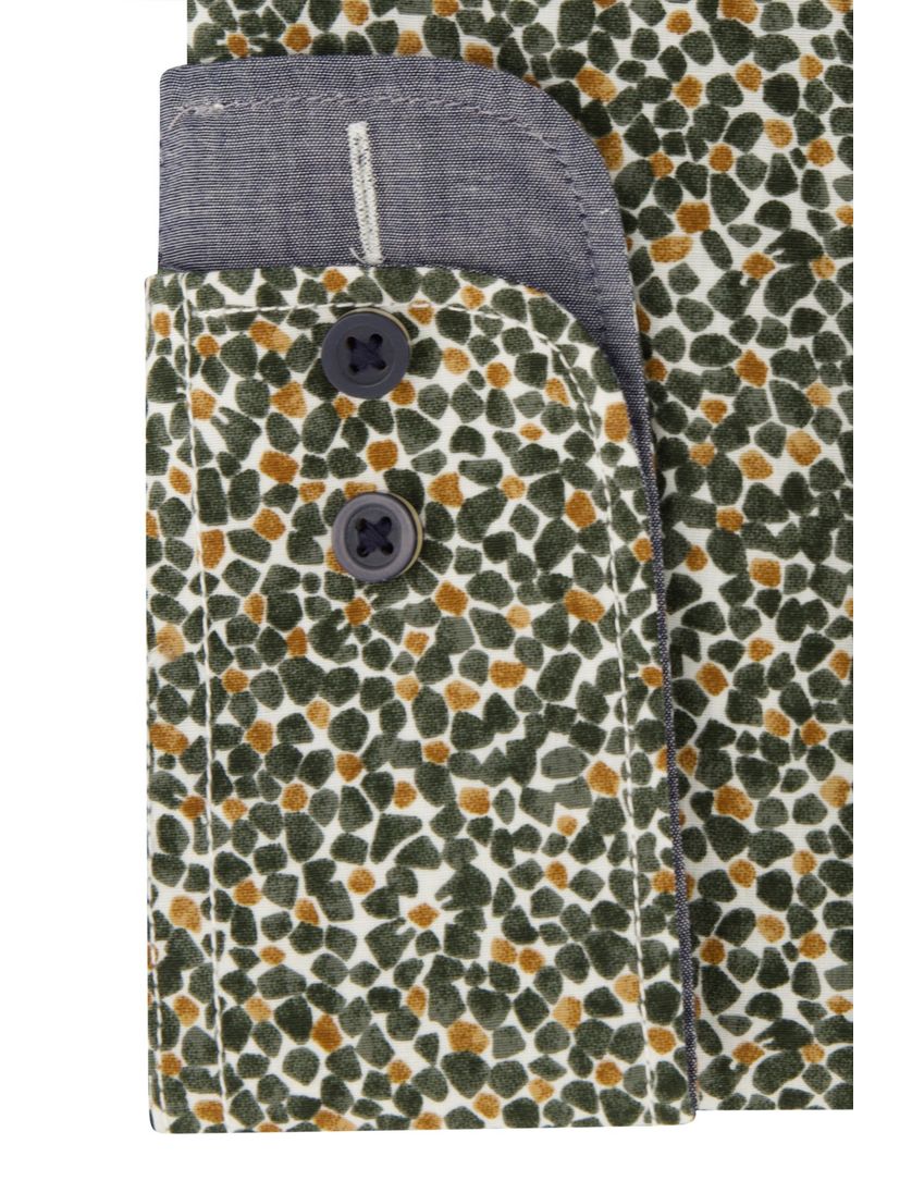 Casa Moda casual overhemd wijde fit groen geprint katoen semi-wide spread boord