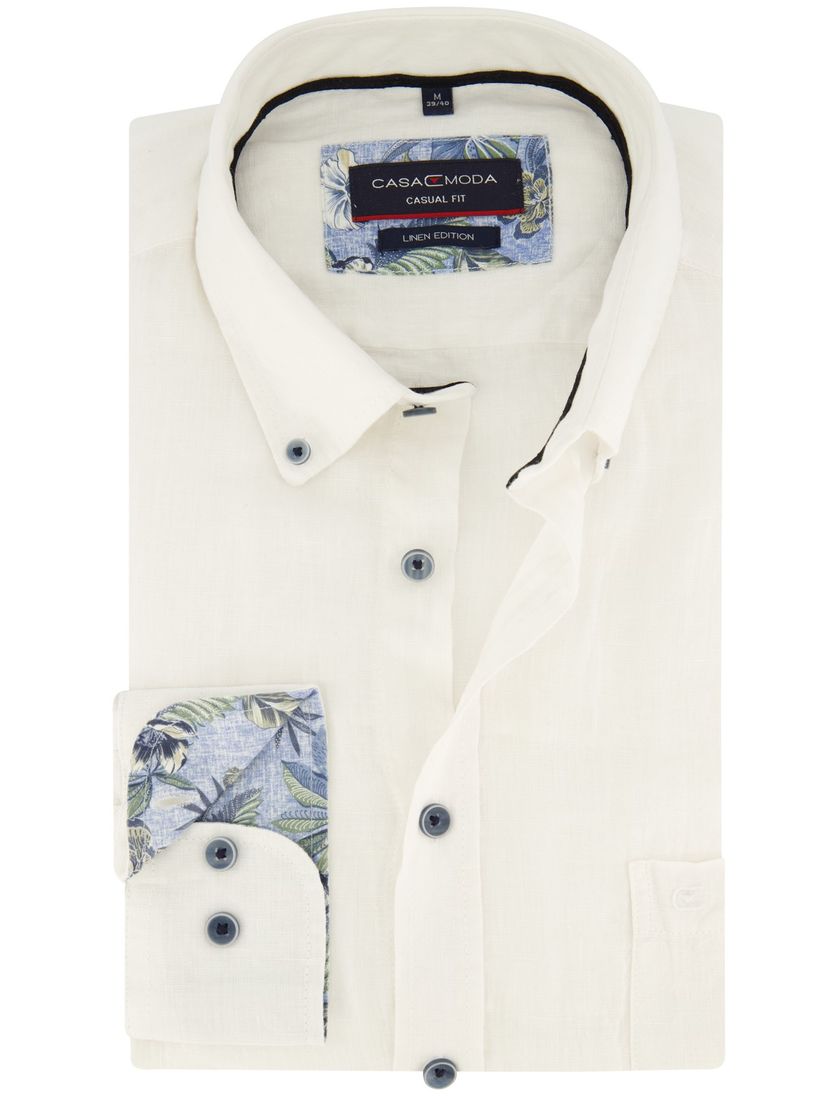katoenen Casa Moda casual overhemd wijde fit effen wit