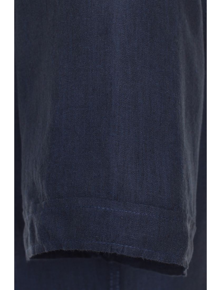 linnen Casa Moda overhemd wijde fit effen donkerblauw