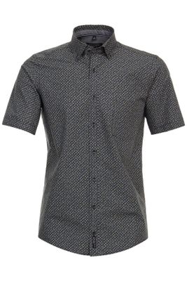 Casa Moda Casa Moda overhemd korte mouw donkerblauw geprint
