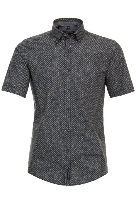 Casa Moda overhemd korte mouw donkerblauw geprint