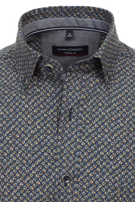 Casa Moda overhemd korte mouw donkerblauw geprint