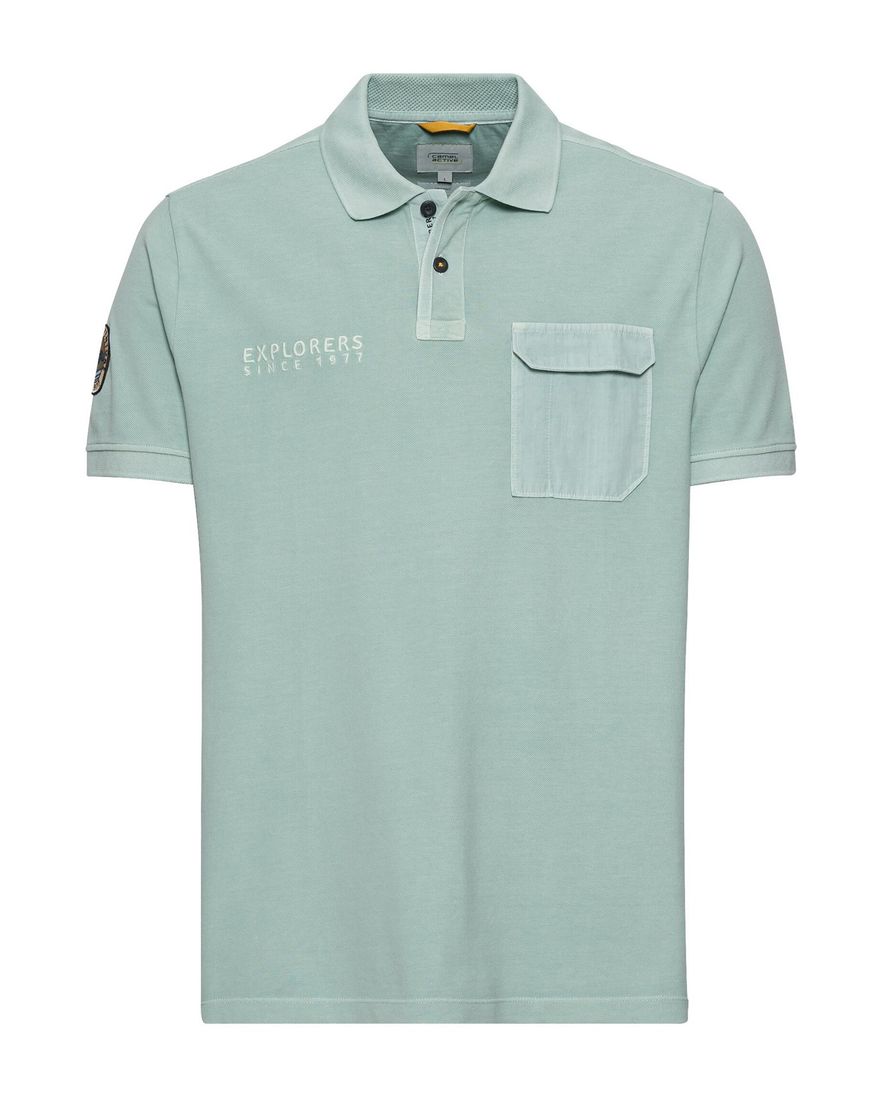 Camel Active polo wijde fit groen katoen effen