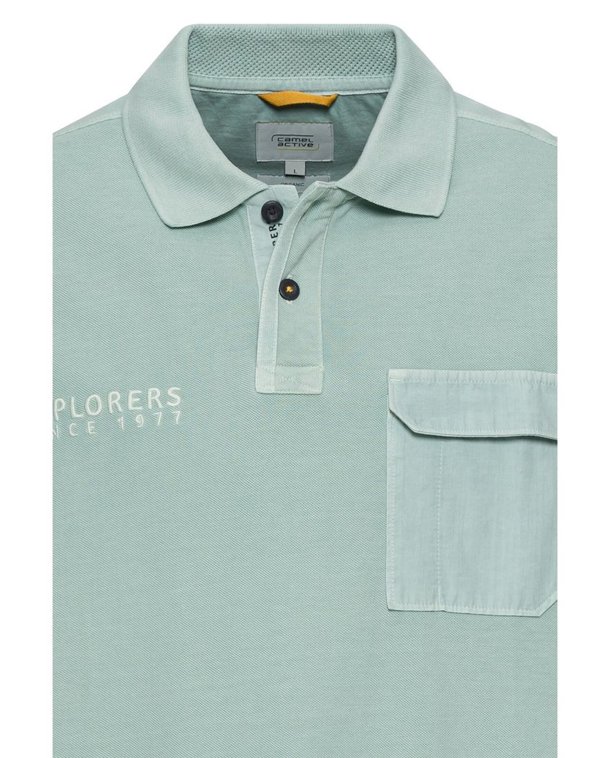 Camel Active polo wijde fit groen katoen effen