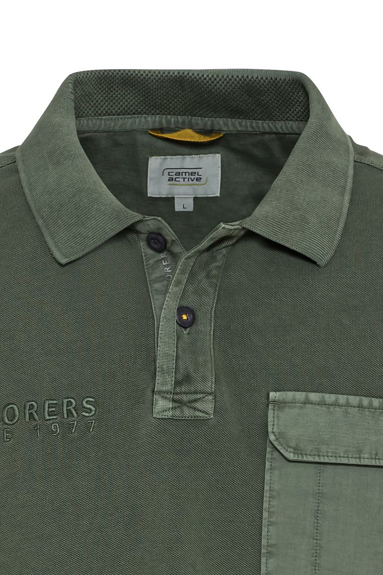 Camel Active poloshirt donkergroen borstzak